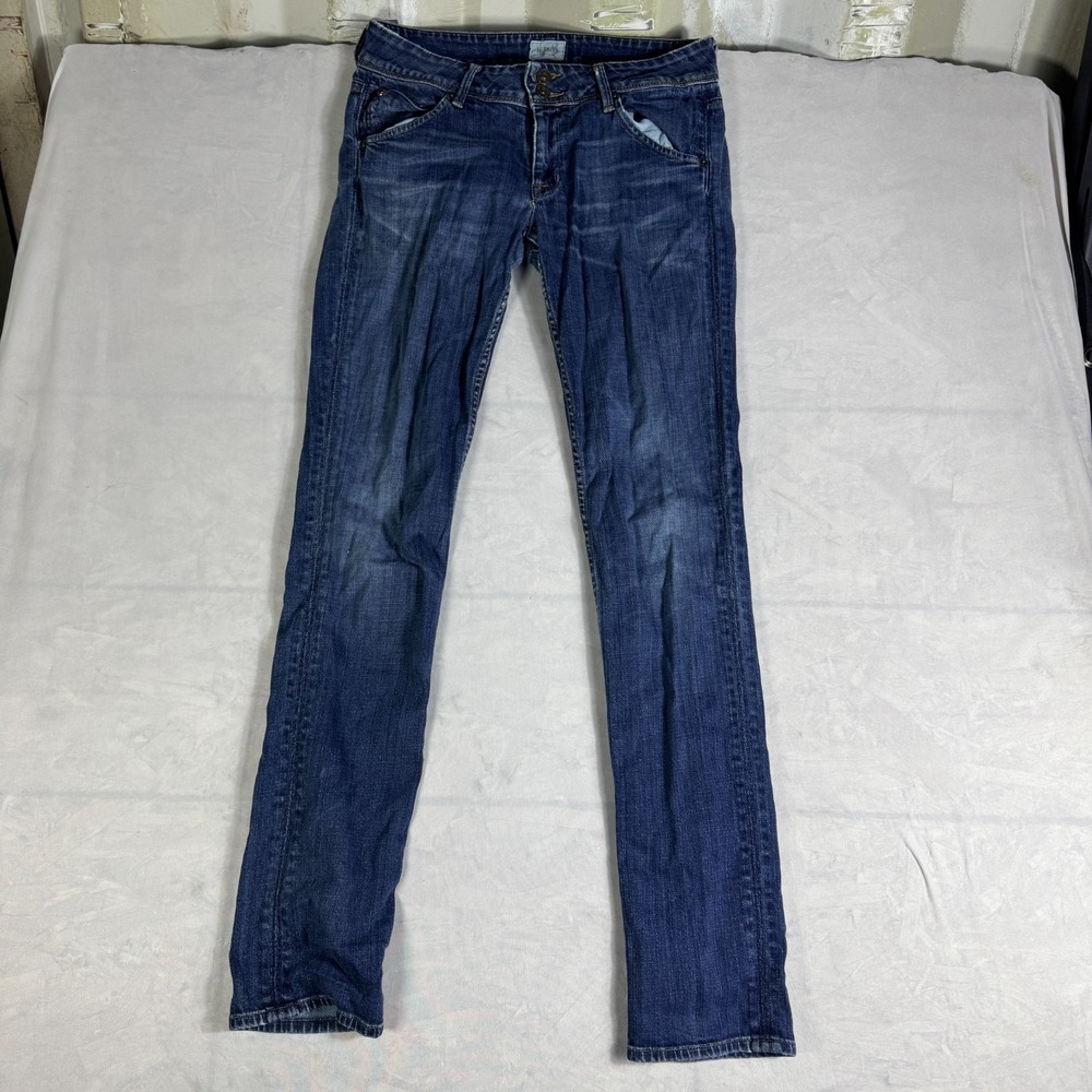Hudson Womens Collin Skinny Jeans Dark Blue Stretch Denim Classic Flap Pocket 27